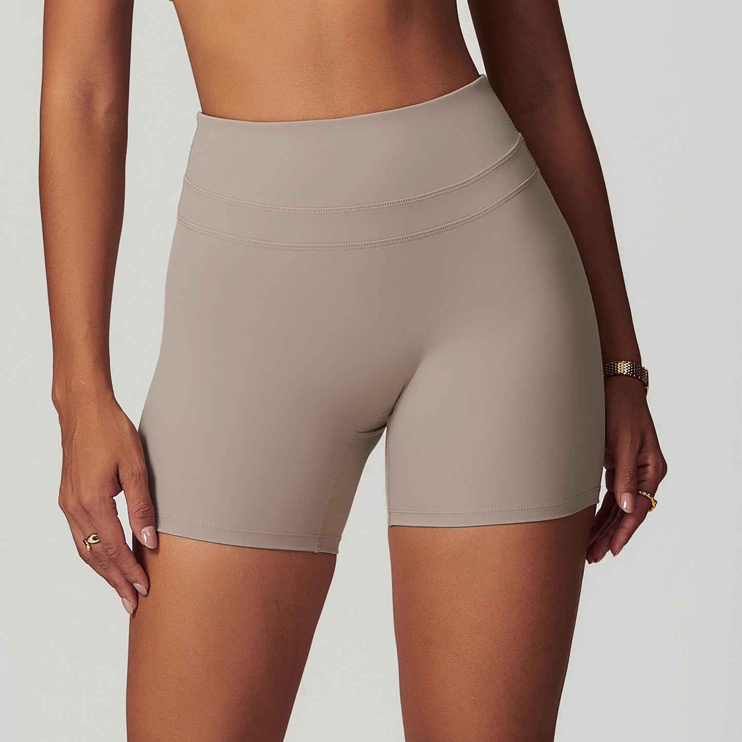 High Waisted Peach Lifting Yoga Shorts with Brushed Fabric for Comfort Stretchy Figure Flattering Workout and Running Shorts for Active Women Style 8863