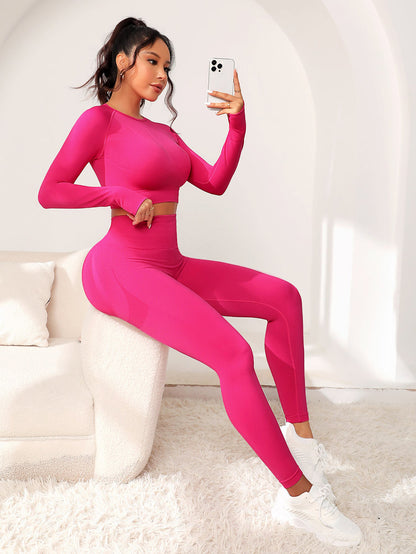 6 Color Seamless Fall Winter Yoga Set for Women Long Sleeve High Waist Tummy Control Leggings Workout Top for Fitness and Active Lifestyle