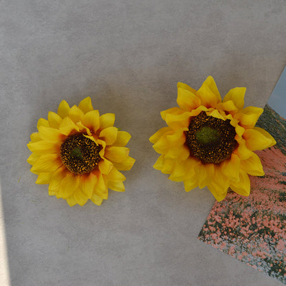 Realistic 12CM & 8CM Artificial Sunflower Flower Heads - Perfect for DIY Floral Arrangements, Home Decor, and Craft Projects