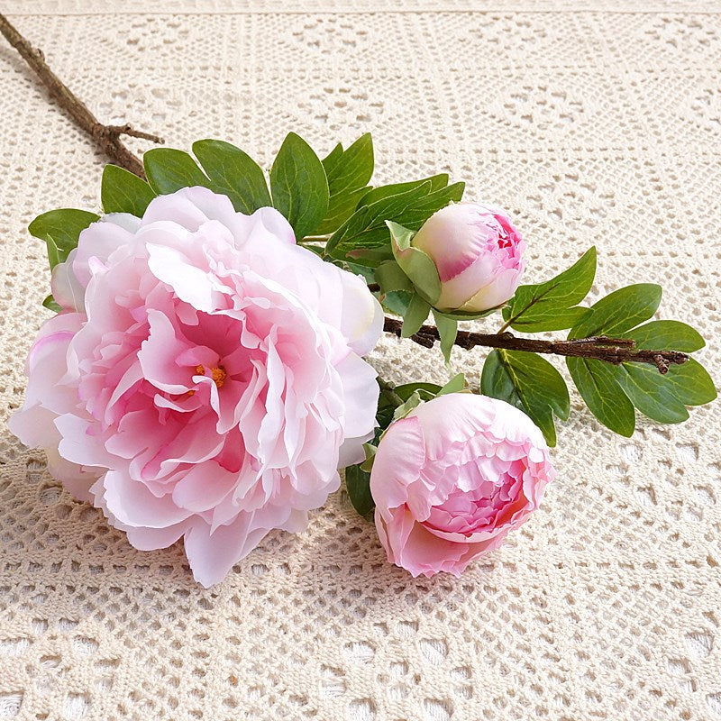 Stunning Artificial Peony Flower Stem - Exquisite Realistic Faux Floral Decor for Home Photography and Wedding Celebrations