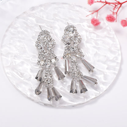 Elegant Crystal Tassel Earrings with Chic Design - Perfect for Engagement Gifts, Versatile Women's Jewelry, and Everyday Wear