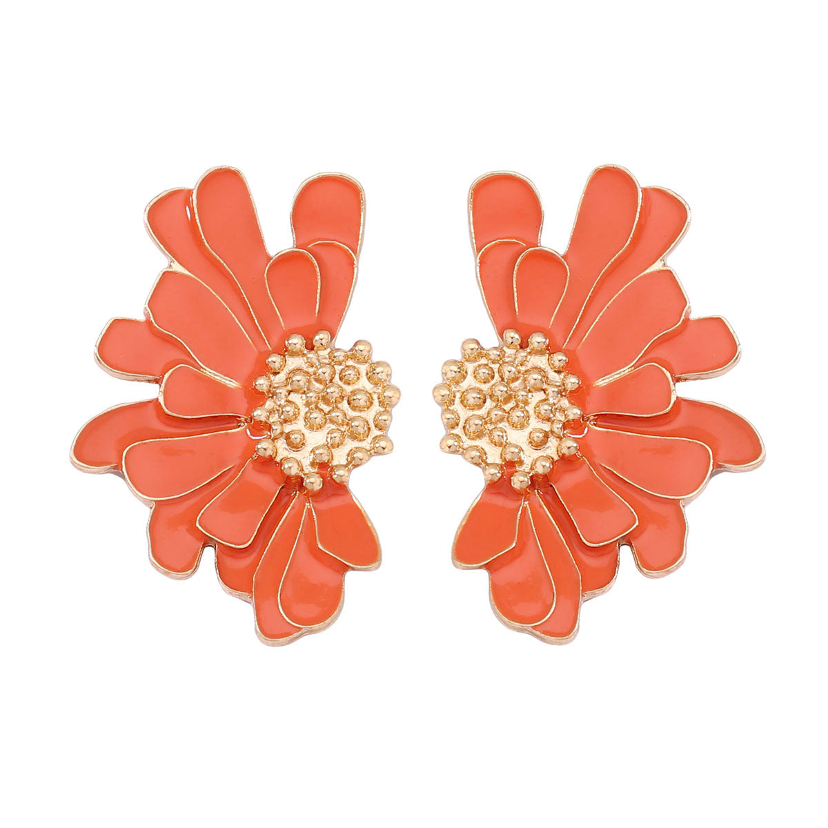 Alloy Enamel Floral Earrings - Stylish and Simple Flower Studs for a Fresh Accessory Look