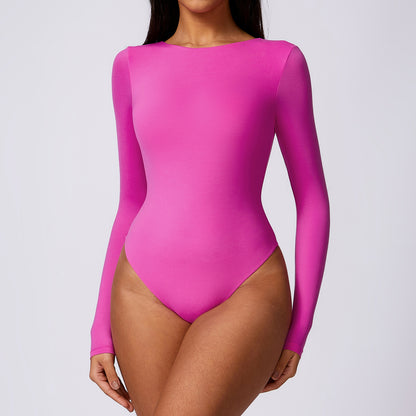 Sculpting Long Sleeve Yoga Bodysuit Shaping Triangle Jumpsuit for Comfort Support Style 8625