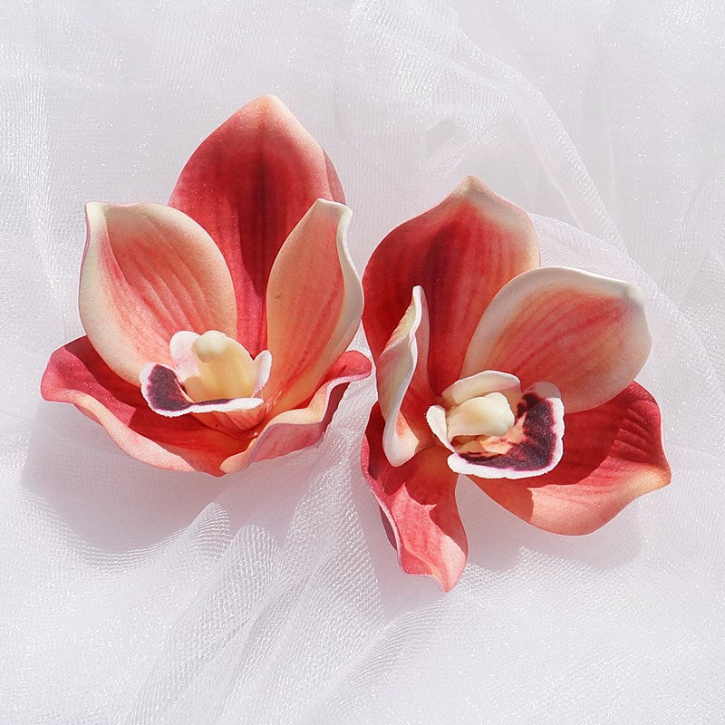 Realistic 3D Printed Silk Flower Orchid Head – Perfect for Wedding Decorations, Elegant Gifting, and Fashion Accessories