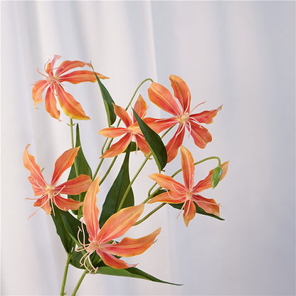 Realistic Artificial Flame Lily Stem - Stunning Faux Floral Display for Photography, Home Decor, and Interior Design Projects