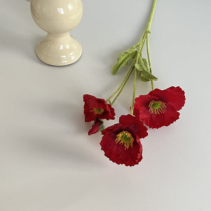 Vibrant Velvet Poppy Artificial Silk Flowers - Stunning Faux Floral Decorations for Weddings, Home Décor, and Photography Props