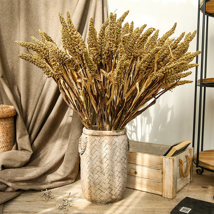 Realistic Fake Flowers for Home Decor - Perfect for Airbnb Photography Props, Living Room and Dining Room Accents - 6-Stem Sorghum Millet Arrangement