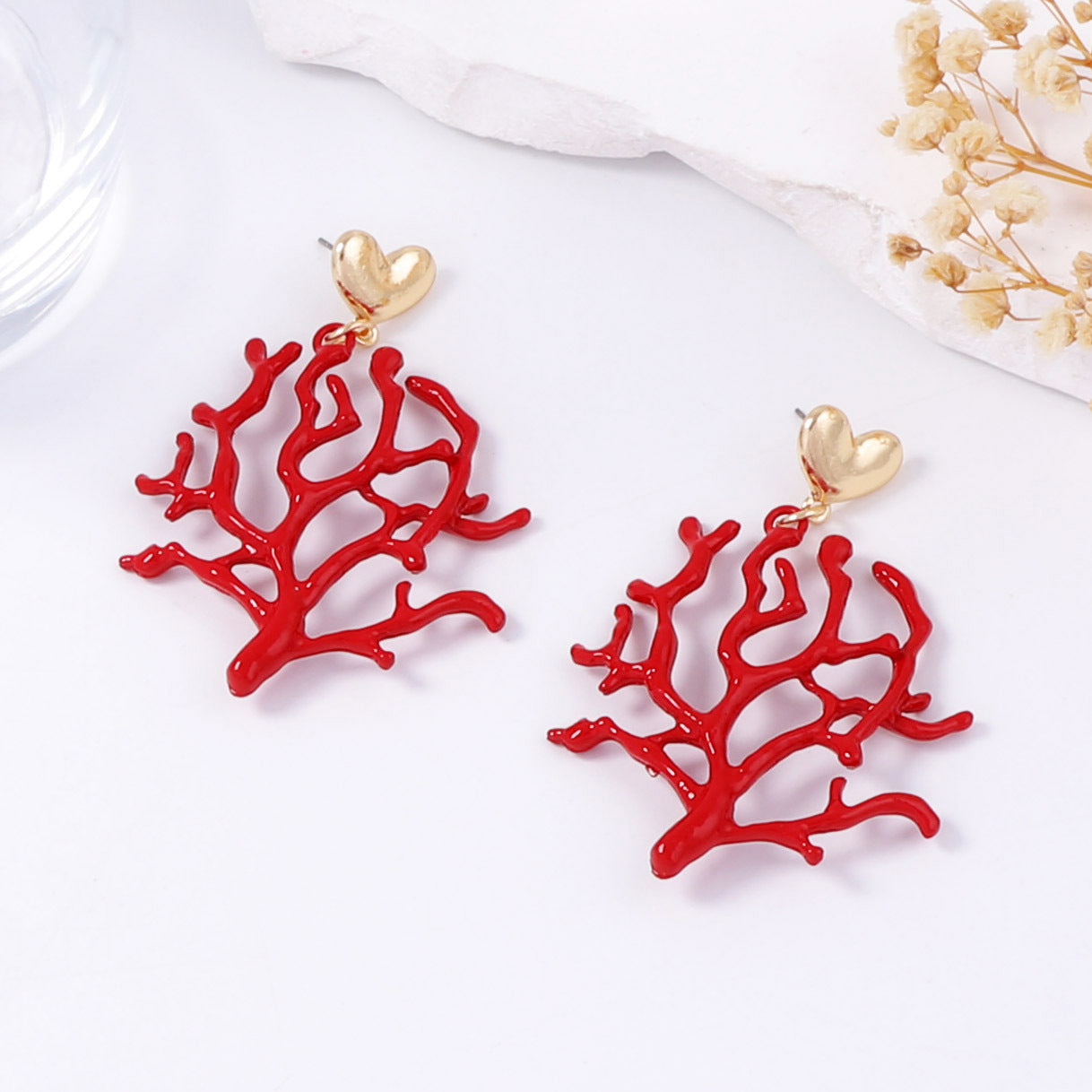 Artisan-Inspired Coral Pendant Earrings – Unique Ocean-Inspired Jewelry for a Relaxed Vacation Vibe – Versatile and Best-Selling Accessory