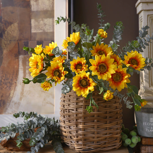 Five-Head Artificial Sunflower Bouquet – Perfect Decorative Arrangement for Living Rooms, Hotels, and Vacation Rentals | Stylish and Creative Faux Floral Displays