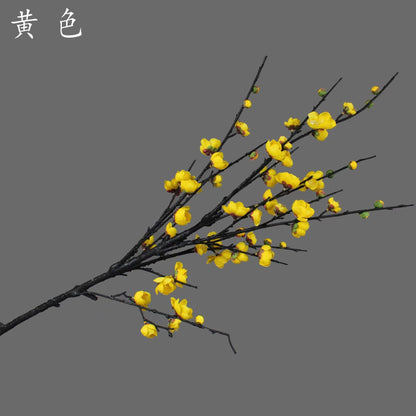 Realistic Plum Blossom Branch Faux Flower Bouquet - Elegant Plastic Home Decor for Living Room Vase Arrangements