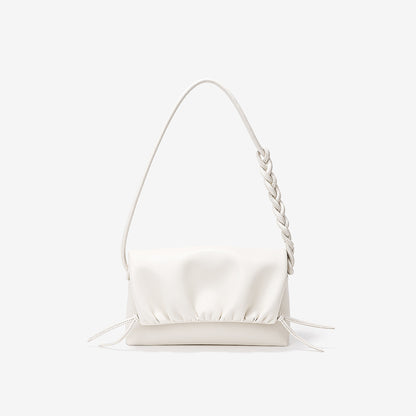 Chic Korean Ruffled Cloud Bag Versatile Drawstring Crossbody Bag in Unique Design Durable Genuine Leather Shoulder Bag for Women