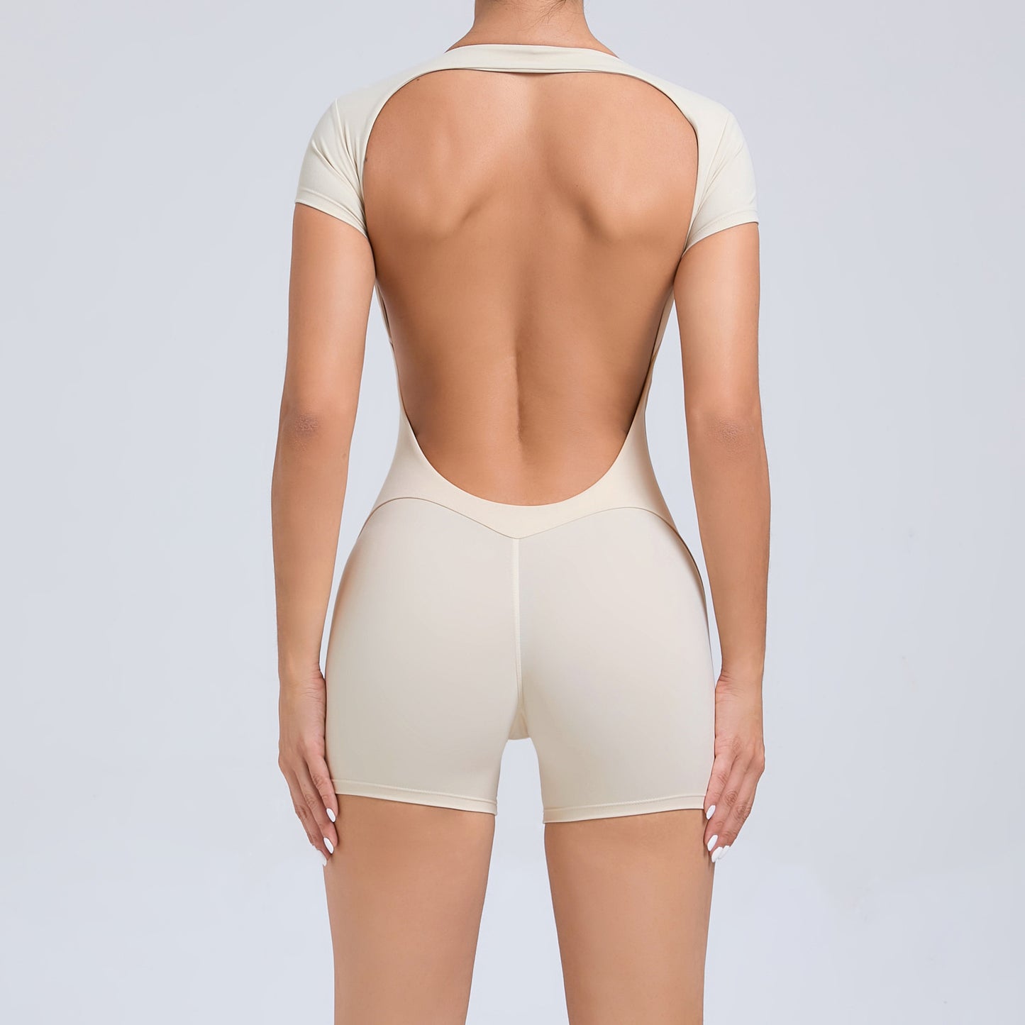 Backless Peach Butt Lifting Yoga Bodysuit Short Sleeve Dance and Fitness Outfit for Comfort and Style