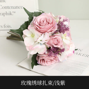 Luxurious  Artificial Rose and Hydrangea Bouquet - Perfect for Weddings, Bridal Photos, and Decorative Props