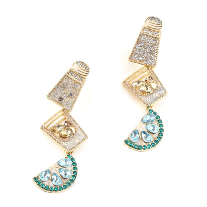Geometric Diamond-Studded Earrings - Creative Multi-Layered Design with Elegant Dripping Oil Fruit Cup Style - Versatile and Chic Dangle Earrings for Any Occasion