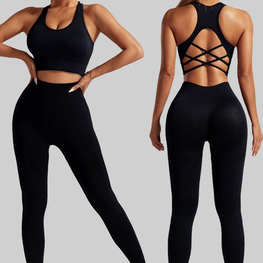 Quick Dry Push Up Sports Bra High Waisted Sculpting Leggings Yoga Outfit Set for Enhanced Support and Comfort