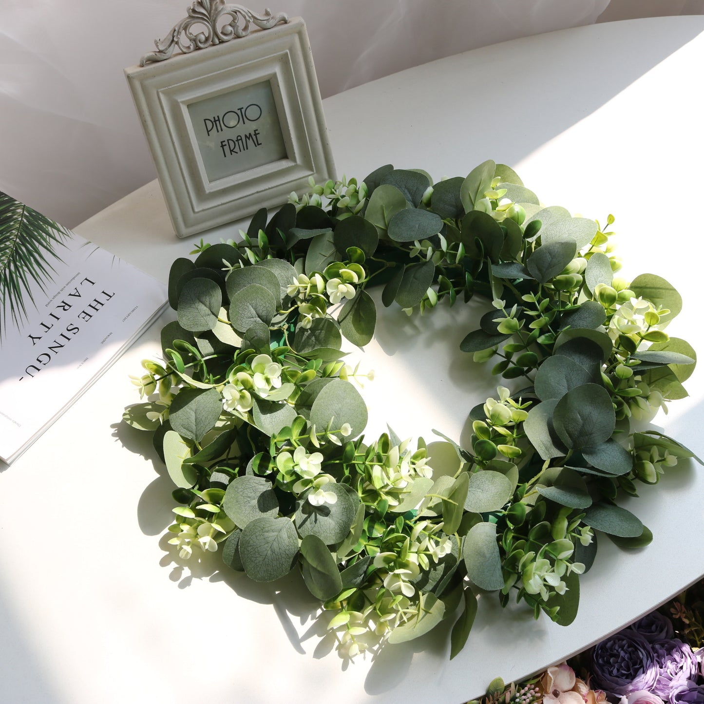 Stunning Nordic-Inspired Eucalyptus Floral Wreath - Perfect Decorative Door Accent for Home, Weddings, and Birthdays | Elegant Greenery for Year-Round Charm