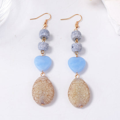 Chic Korean-Inspired Lightweight Luxury Colorful Resin Geometric Heart Hook Earrings with Stone-Like Texture - Perfect for Everyday Wear and Special Occasions