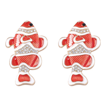 Adorable Tropical Ocean Animal Earrings with Sparkling Zirconia - Cute Cartoon Fish Studs for Every Occasion, Trendy and Playful Accessories for Women