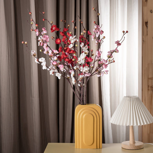 Lifelike Wax Plum Blossoms and Japanese Cherry Blossom Decor – Stunning Floral Arrangement for Wedding, Home, and Photography Backdrop – MW36860