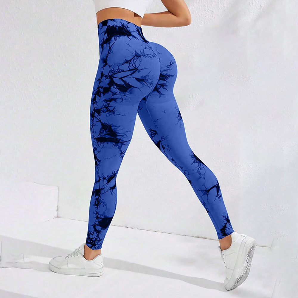 High Waisted Tie Dye Butt Lifting Quick Dry Fitness Leggings Breathable Peach Lift Compression Crop Yoga Pants for Running and Training