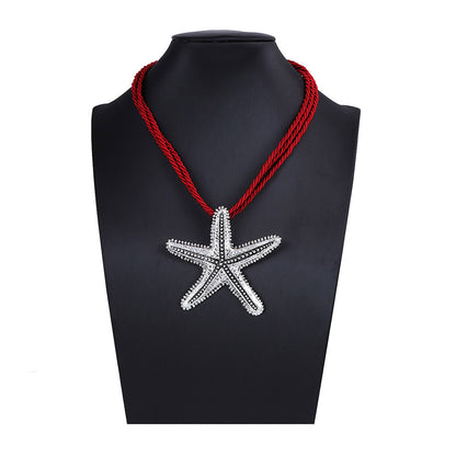 Stylish Vintage-Inspired Casual Ocean Vacation Alloy Starfish Pendant Necklace – Versatile and Perfect for Everyday Wear for Women