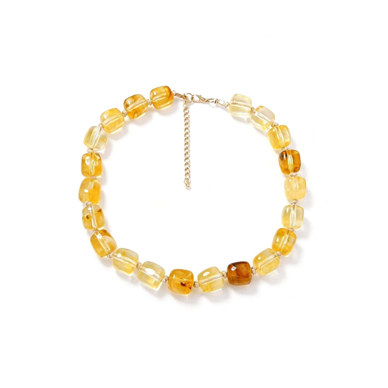Stylish Minimalist Geometric Resin Beaded Square Necklace for Women - Elegant Choker-Style Chain for Effortless Everyday Chic