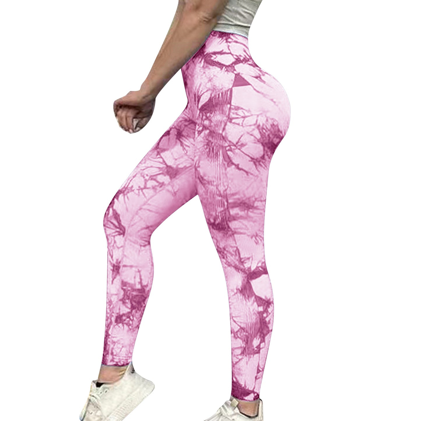 Seamless High Waisted Tie Dye Peach Yoga Leggings for Women Tummy Control Butt Lifting and Breathable Fitness Pants for Running and Active Workouts