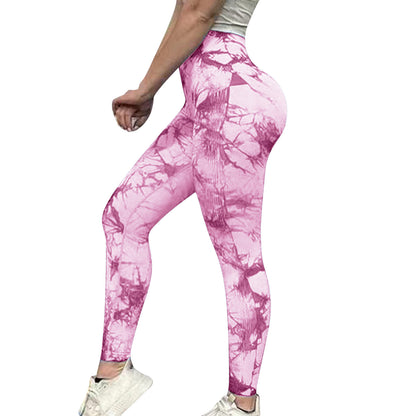 Seamless High Waisted Tie Dye Peach Yoga Leggings for Women Tummy Control Butt Lifting and Breathable Fitness Pants for Running and Active Workouts