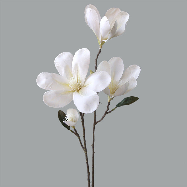 Realistic Magnolia Flower Artificial Decor – Stunning American-Style Table Arrangement for Elegant Home Decoration