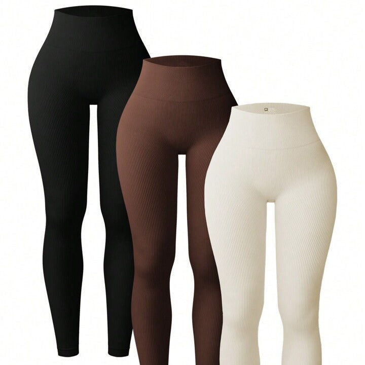 Seamless High Waisted Yoga Leggings for Women Enhancing Peach Butt Sculpting Fitness Pants with Ribbed Design for Comfort and Style