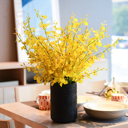 Handcrafted Yellow Dancing Orchid Artificial Flowers - Exquisite Phalaenopsis Floral Decorations for Dining Table and Bedroom Ambiance