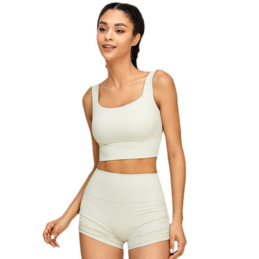 Yoga Outfit Set for Women Form Fitting Sports Bra and Quick Dry Casual Shorts for Fitness Gym and Everyday Wear