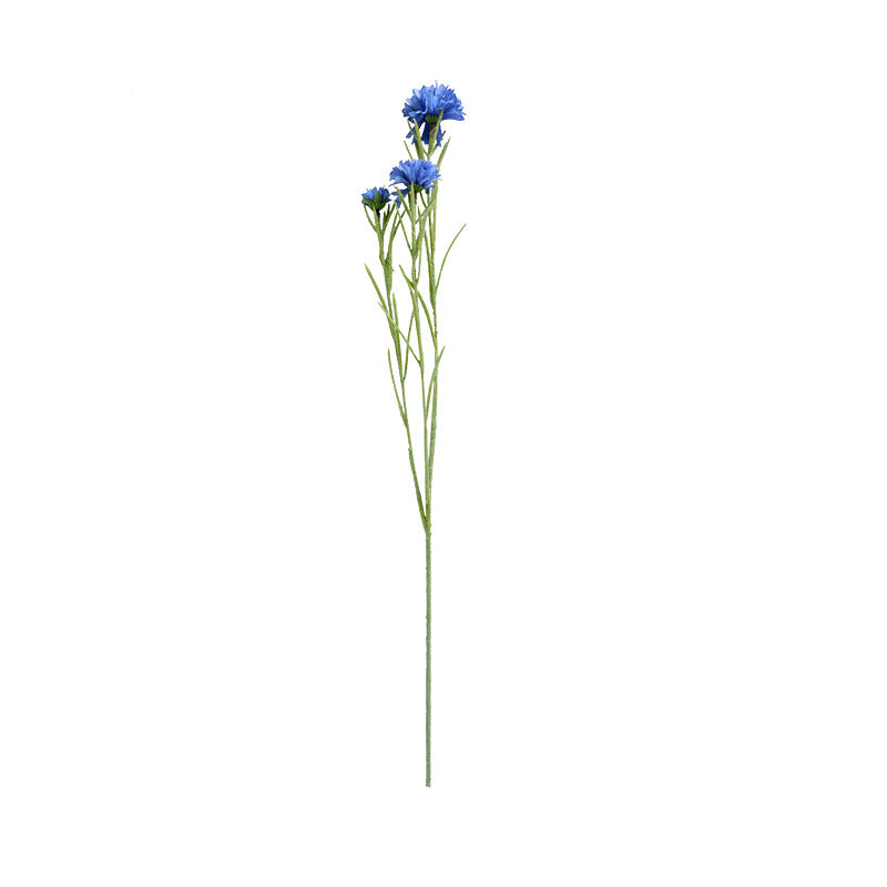 Stunning 3-Head Artificial Cornflower Silk Flowers - Perfect for Home Décor, Living Room Arrangements, and Dining Table Centerpieces