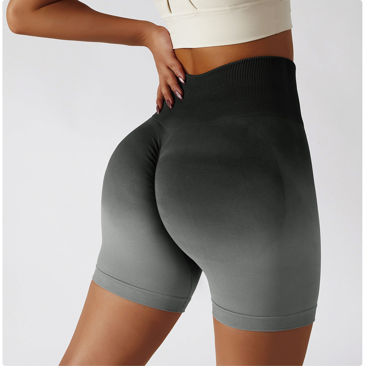 Seamless High Waisted Yoga Shorts for Women Breathable Peach Gradient Compression Bottoms for Running Fitness Working Out