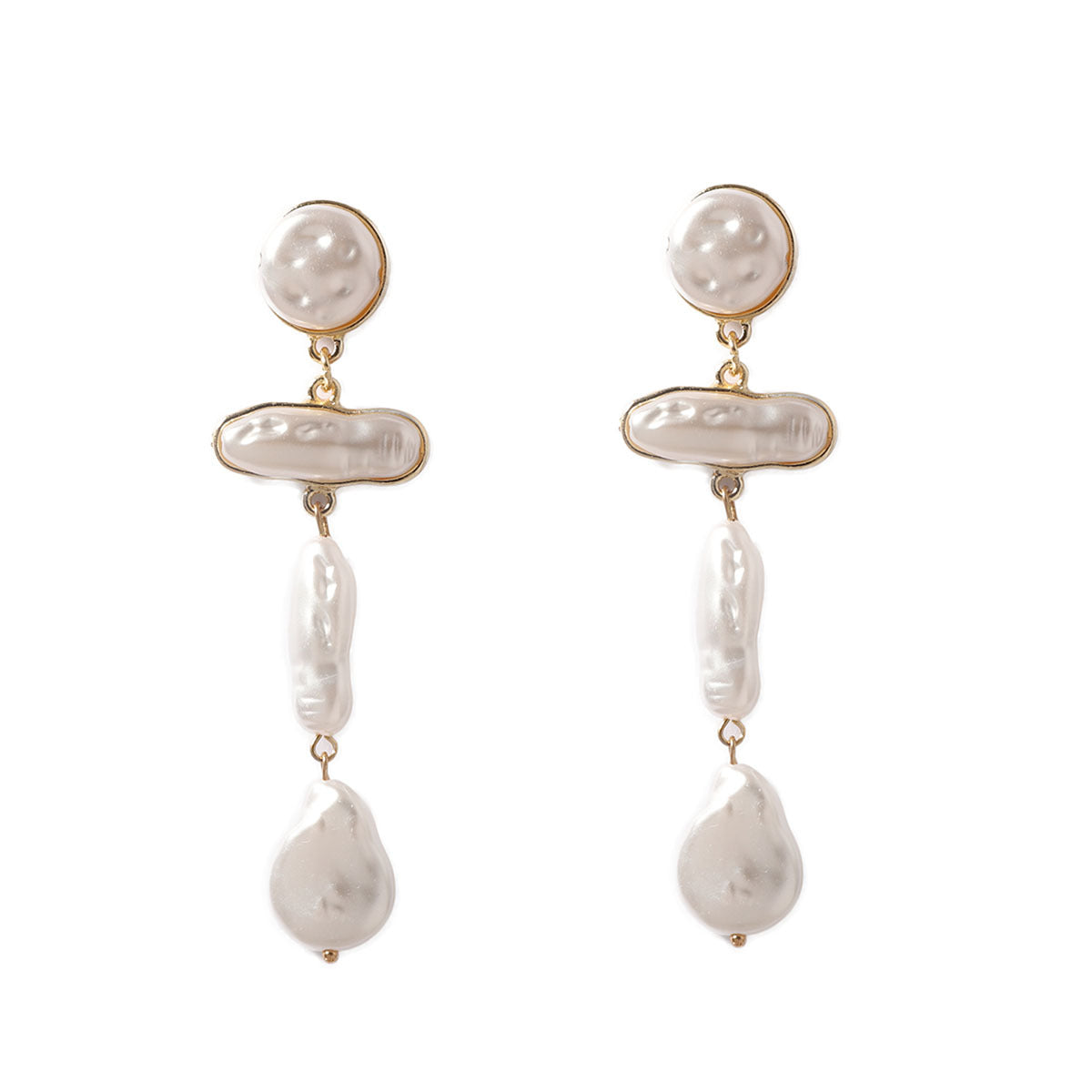 Exaggerated Baroque Irregular Faux Pearl Statement Earrings – Elegant and Versatile Long Drop Dangle Earrings for Women, Perfect for Banquets and Evening Events