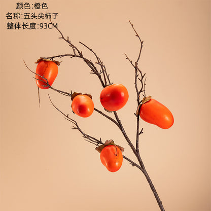 Realistic Faux Persimmon Flower: Stunning Artificial Green Plant Décor for Weddings and Special Events - Perfect for Home & Office Decoration - MW10892