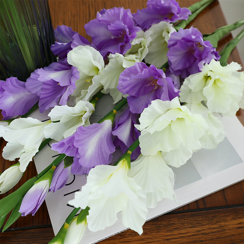 Luxurious 8-Head Gladiolus Artificial Flower for Weddings - Elegant Soft Decor for High-End Living Room Arrangements