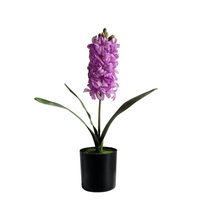 Realistic Hyacinth Potted Artificial Flower Decor - Perfect for Home and Office Display, Beautifully Crafted Faux Floral Arrangement for Table Centerpieces