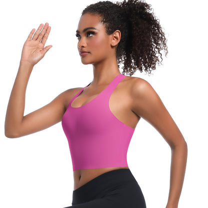 Seamless Breathable Women's Sports Bra Moisture Wicking Double Layered for Yoga and Running with a Beautiful Back Design