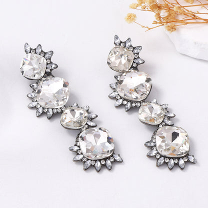 Dramatic Chic Geometric Alloy Zircon Stone Inlaid Square Dangle Earrings – Perfect for Parties and Special Events
