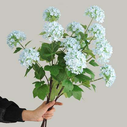 Charming Nordic Home Decor: Realistic Green Hydrangea Bouquet with 3 Faux Blooms for Refreshing Living Room Accents