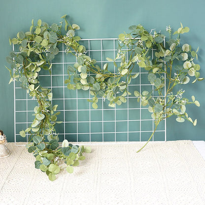 180 Stunning Eucalyptus Leaves on Long Vines - American Farmhouse Style Faux Floral Arrangements for Home Decor and Wedding Decorations