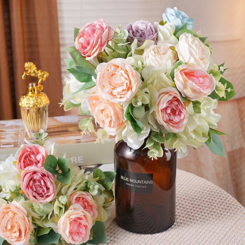 Elegant Korean Style Wedding Bridal Bouquet with Faux Peonies - Perfect for Home Décor, Photography Props, and Special Occasions