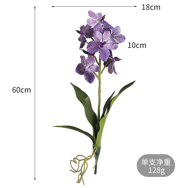 Realistic Faux Orchid Bouquet with Leaves – Elegant Home Décor for Your Living Room Table – Perfect for Adding a Touch of Nature to Your Home