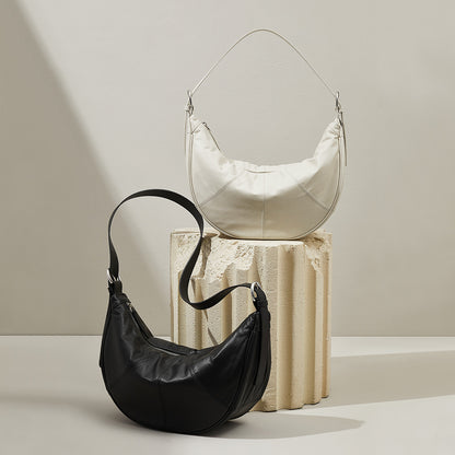 First Layer Cowhide Dumpling Bag and Casual High End Soft Cloud Crescent Bag with Large Capacity Genuine Leather Crossbody and Underarm Tote for Effortless Elegance