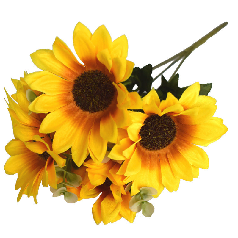 Charming Faux Silk Sunflower and Daisy Bouquet - Perfect for Living Room Decor and Wedding Props - Realistic Artificial Flowers for Fresh and Vibrant Atmosphere