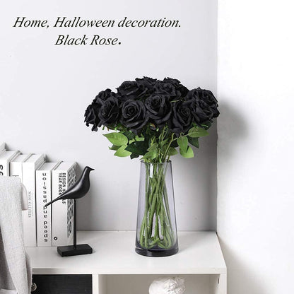 Realistic Single Black Rose Artificial Flower - Perfect for Halloween, Valentine's Day, Home, Wedding, and Party Decorations