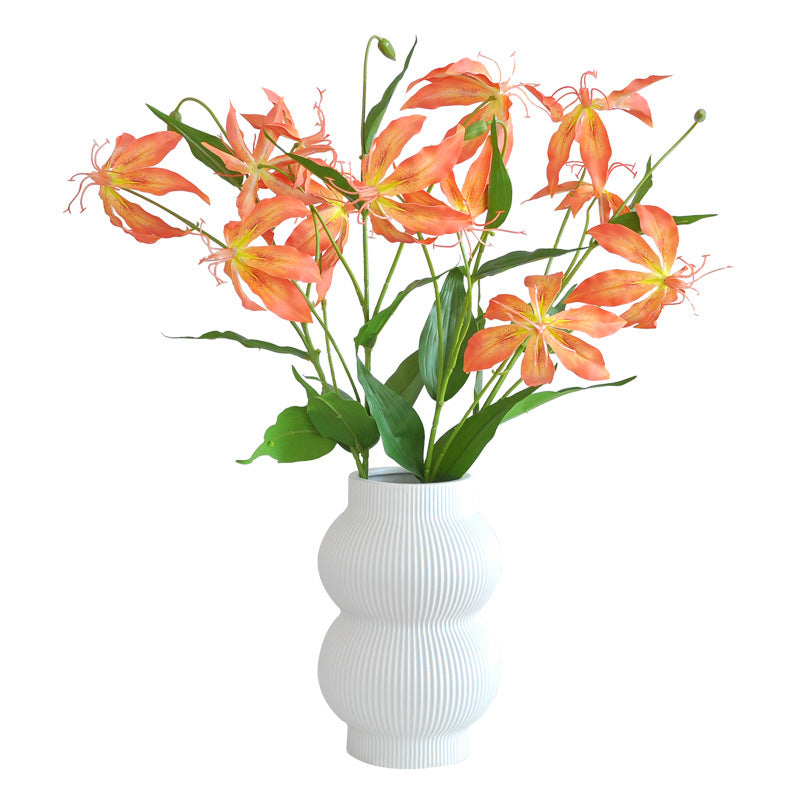 Stunning 3D Printed Real Feel Flame Lily Artificial Flower - Perfect Home Decor, Elegant Living Room Accent, Ideal for Weddings and Celebrations