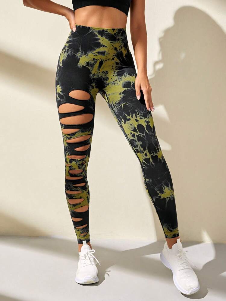 High Waisted Seamless Tie Dye Cut Out Butt Lift Leggings for Women for Yoga Fitness and Tummy Control