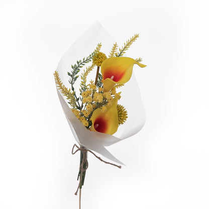 Elegant Home Décor: Lifelike Calla Lily Hand-Tied Wedding Bouquet - Stunning Wall Decoration and Faux Flower Arrangement (CF01099)